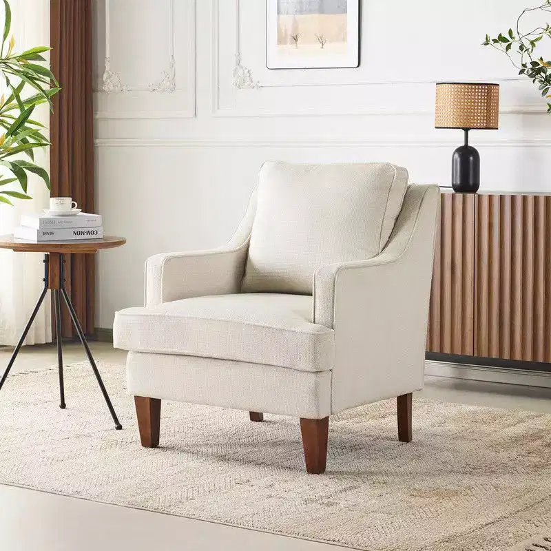 Karl Home |29 inch Wide T-Cushion Polyester Solid Wood Accent Chair