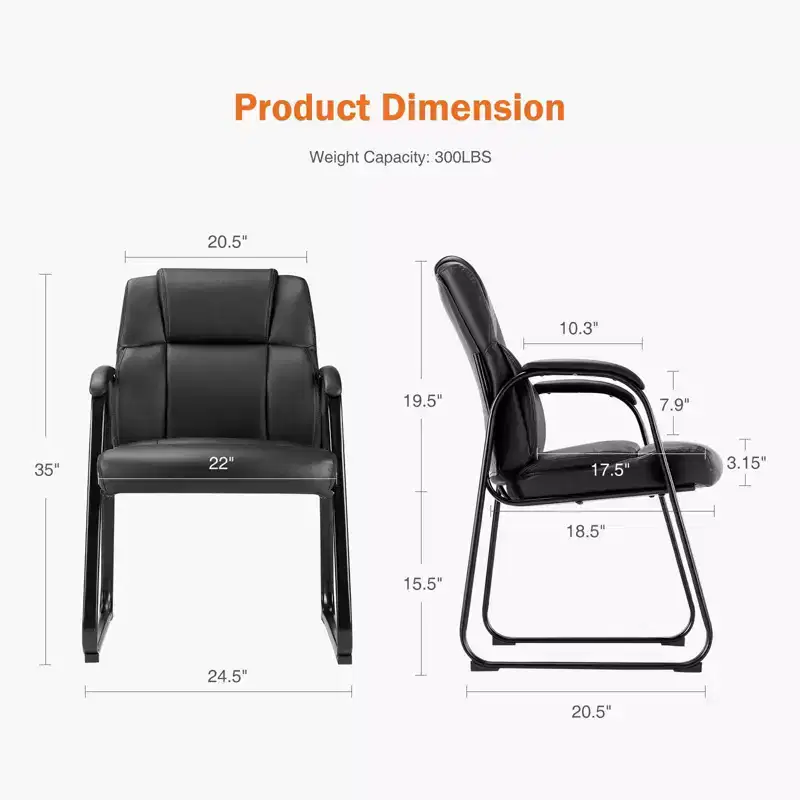 JIONJOY Faux Leather Stationary Waiting Room Chairs Set of 4| Black