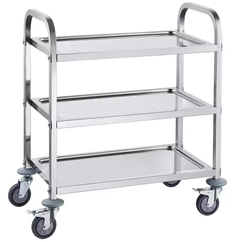 Stainless Steel Cart, 3 Layers Lab Utility Cart 400 lbs Weight Capacity