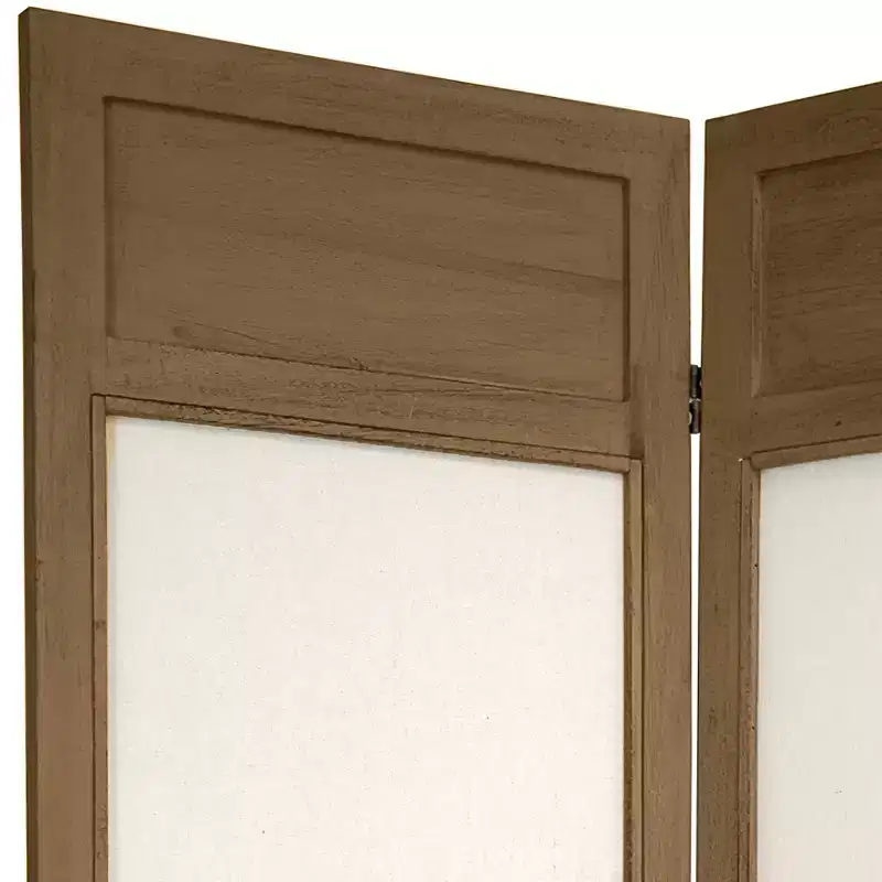 Burnt Gray, Solid Frame Fabric Room Divider, 6-Panel