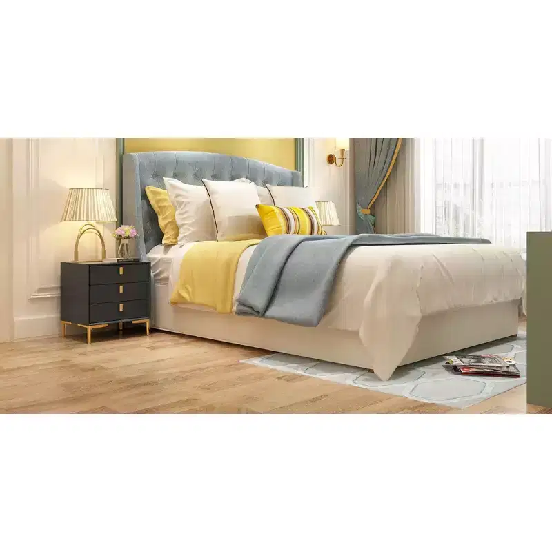 Hitow 3 Drawer Nightstand Metal Base Bedside Dresser