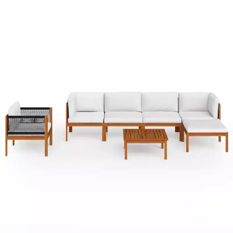 vidaXL Garden Lounge Set Cream, Natural Wood Solid Acacia wood Standard