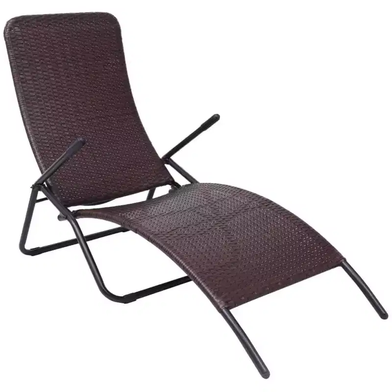 vidaXL Sun Lounger Poly Rattan, Powder-Coated Steel Medium