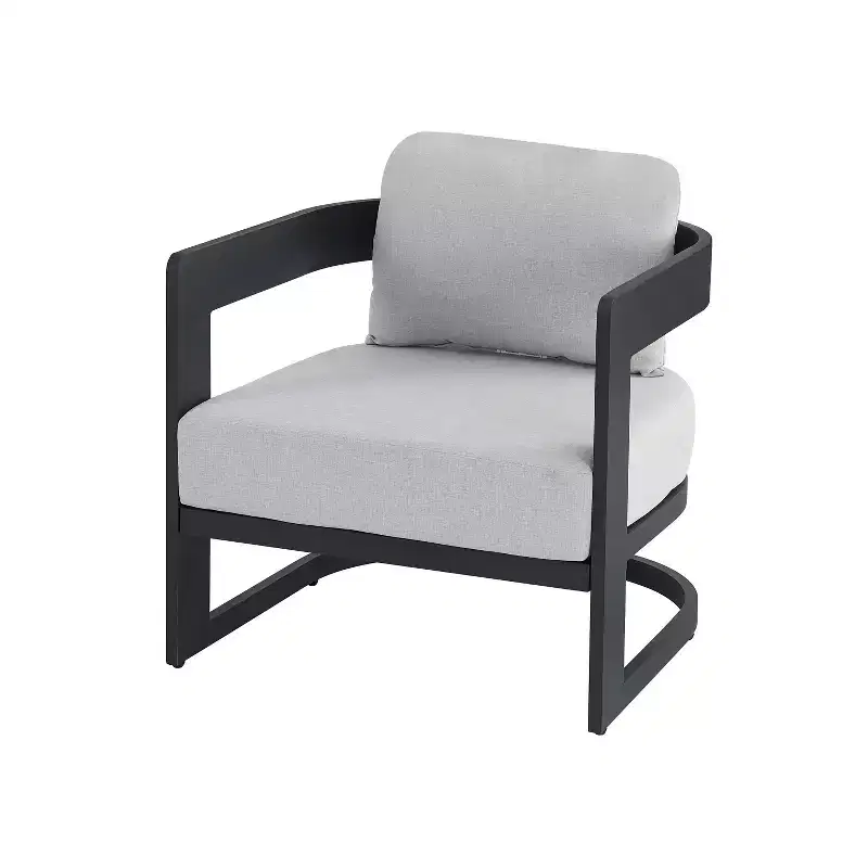 ModernLuxe Outdoor Aluminum Club Chair with Premium Cushions, Rust-Resistant Patio Lounge Chair, Gray