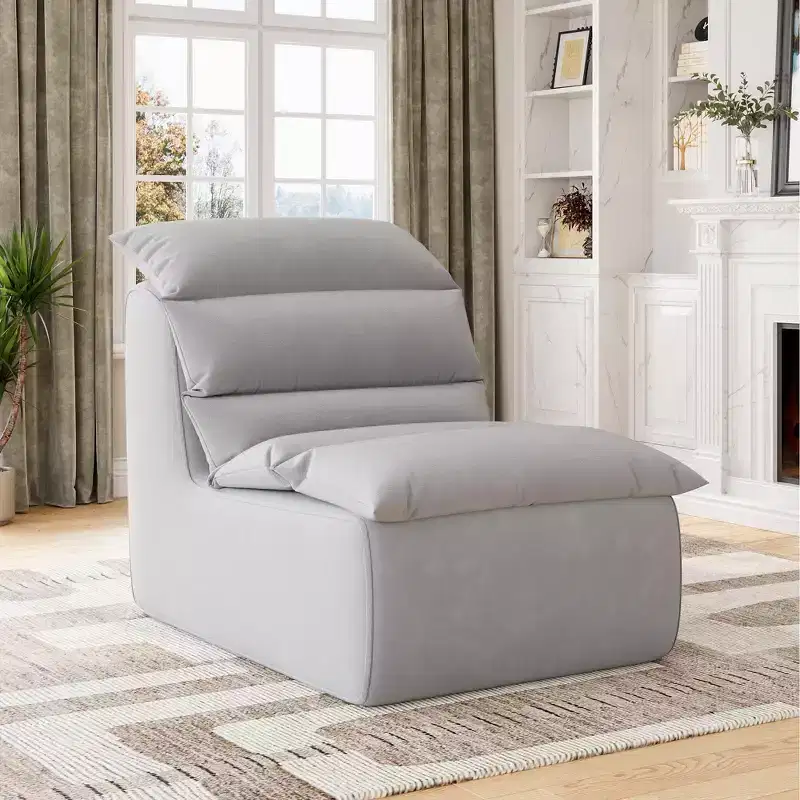 Bean Bag Chair, Lazy Floor Couch with High-Resilience Foam, Non-Slip Base, Beanbag Chairs for Adults, Fireside Chair for Reading Gaming Living Room