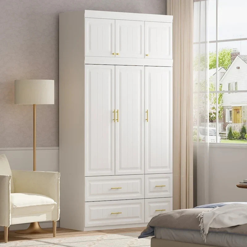 Modern Freestanding Wardrobe Armoire Clo High Cabinet Storage White - 93.7H