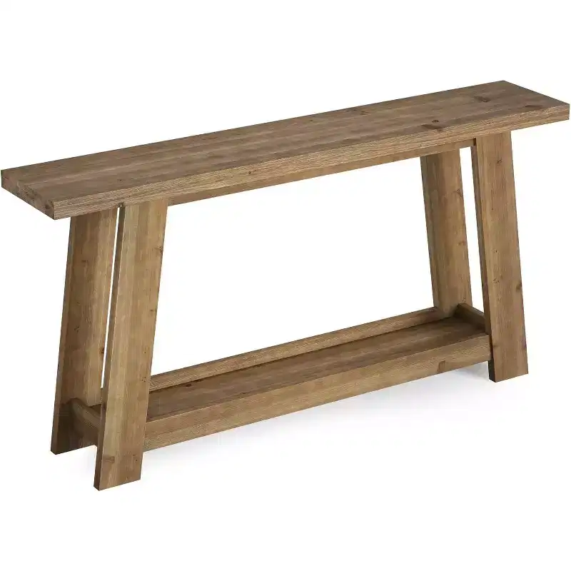 Lantine 63 Solid Wood Console Tables, 2-Tier Farmhouse Entryway Table, Narrow Sofa Table Behind Couch for Living Room, Hallway, Foyer