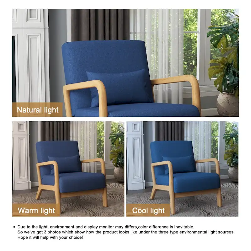 Mid Century Modern Upholstered Accent Chair with Pillow
