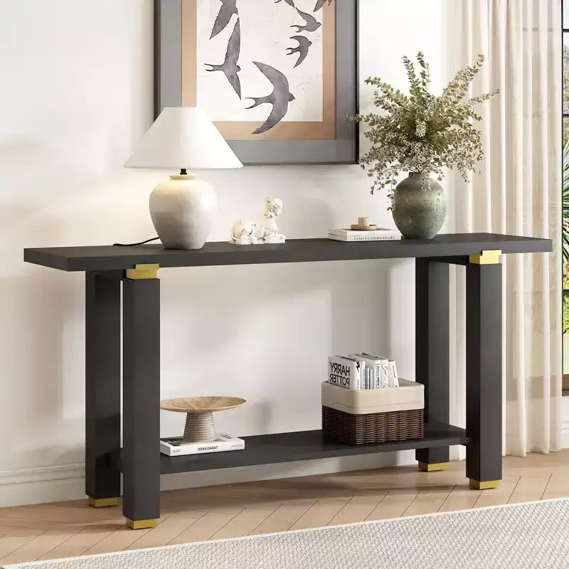 Pine & MDF Console Table with Storage Shelf 30.1''H x 63''W x 15.7''D