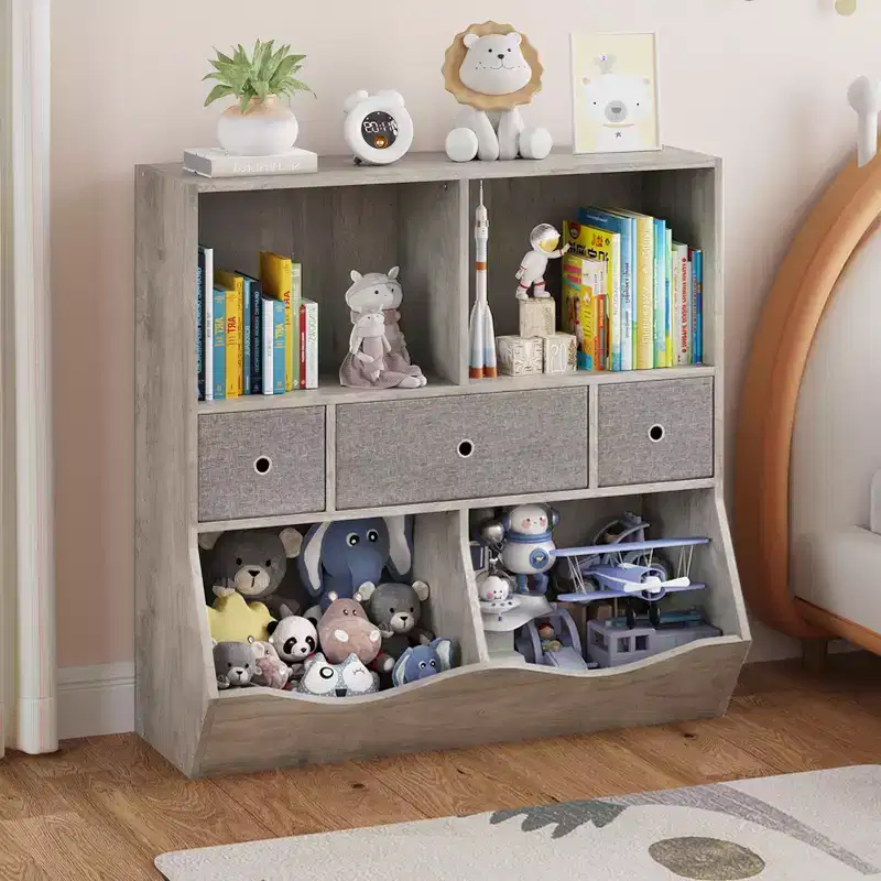 Kids Bookshelf, 3-Tier Toy Storage Cabinet Toy Chest, Multifunctional Storage Chest for Nursery, Children's Room, Bedroom, School