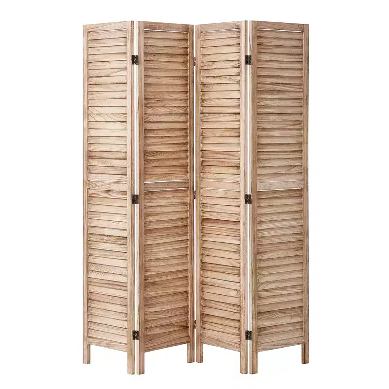 VEVOR Wood Room Divider, 4 Panel Wood Folding Privacy Screen, 66.9 Inches Tall Indoor Louvered Wooden Partition, Portable Decoration Screen