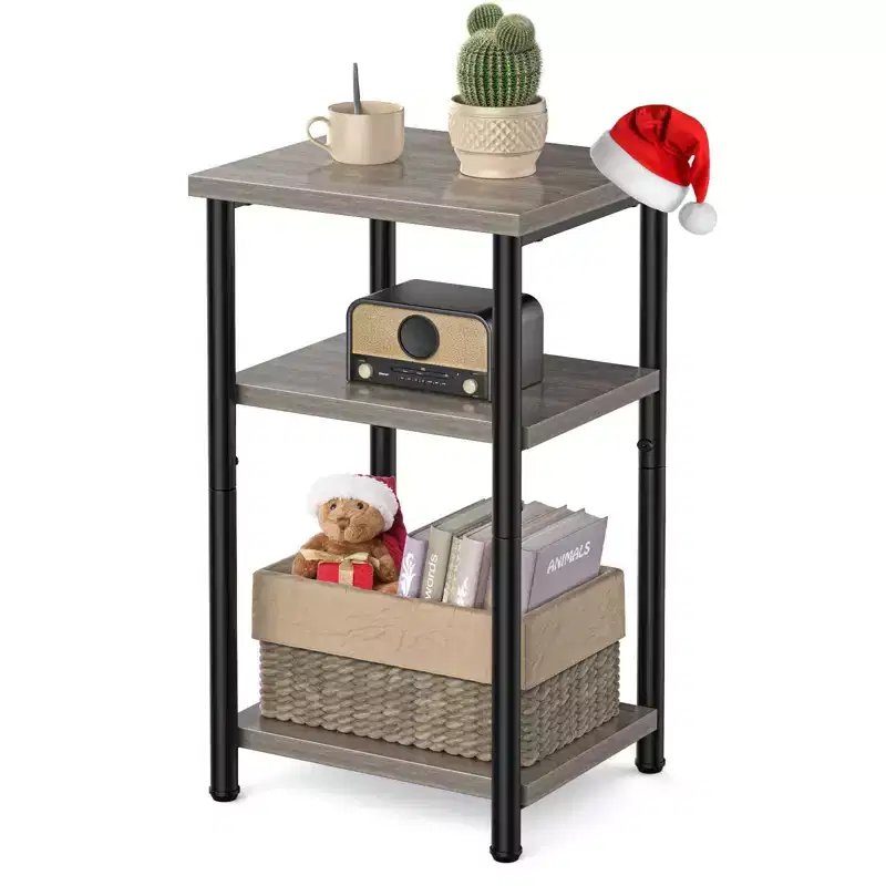 3-Tier Nightstand with Adjustable Feet, 1 PC/2 PCS Compact End Table with Storage Shelves, Bedside Table for Living Room, Bedroom, Bathroom