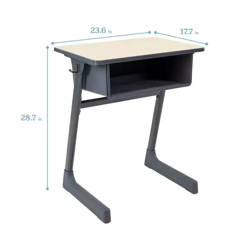 Cave Open Front Desk with Plastic Book Box, Maple/Black