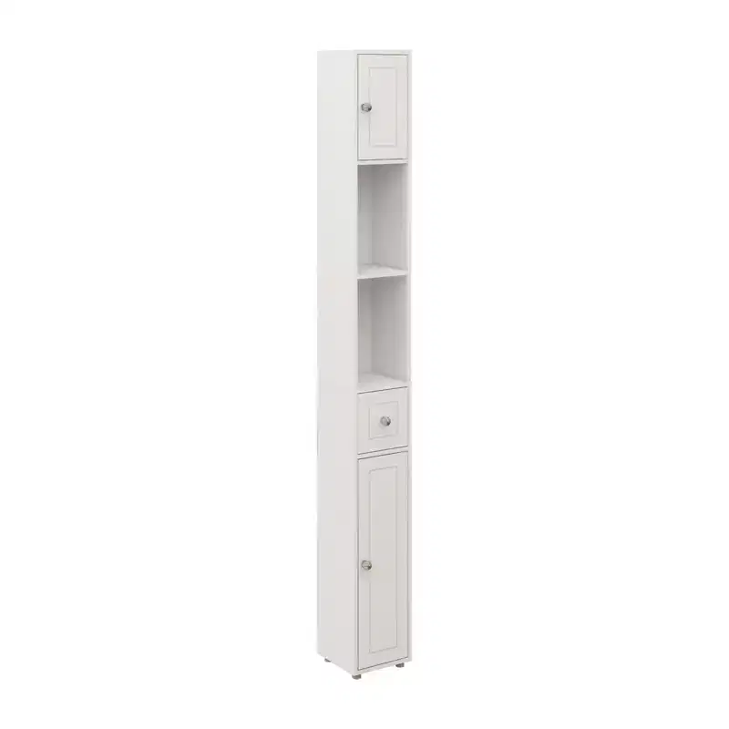 Tall Slim 71 Freestanding Bathroom Cabinet with Drawer, 2 Doors & Adjustable Shelves in White
