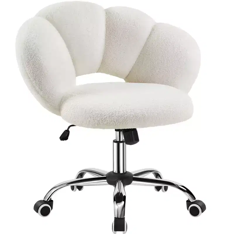 Yaheetech Boucle Upholstered Rolling Makeup Vanity Chair
