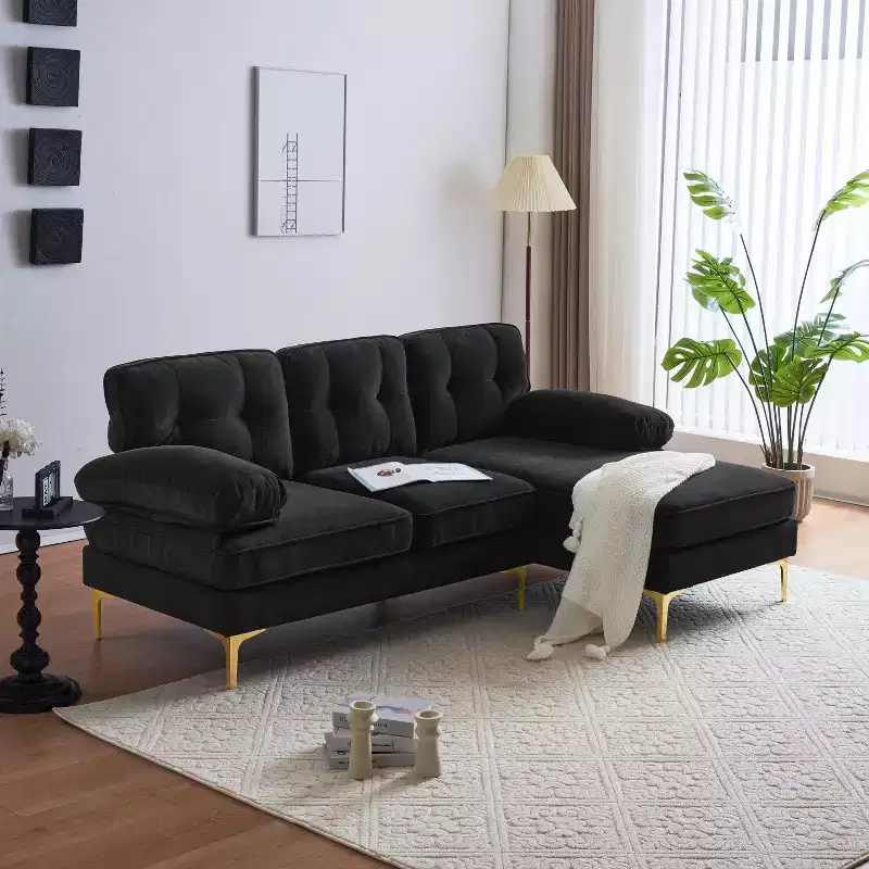 83 Modern Velvet Upholstered Sectional Sofas Couch-ModernLuxe