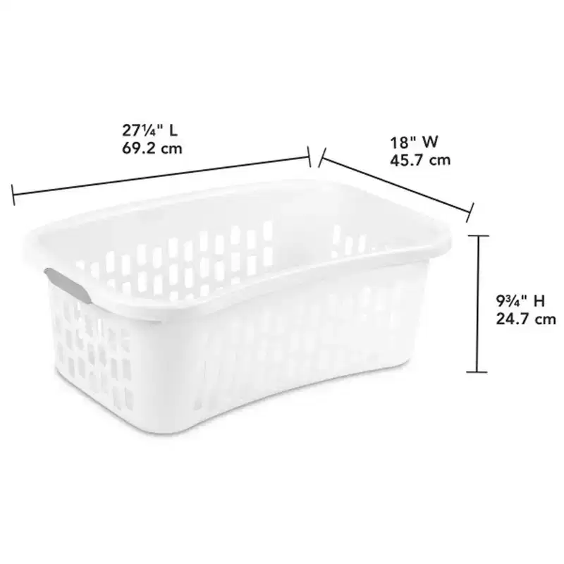 Sterilite HipHold Laundry Basket, 1.5 Bushel Plastic Hamper, White, 24 Pack