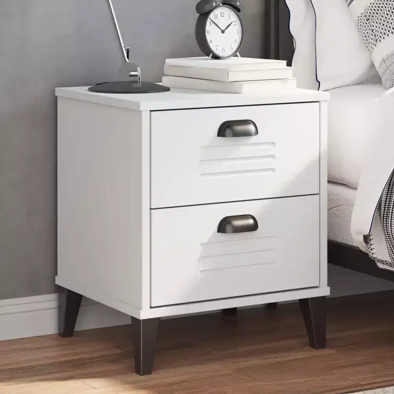 Bedside Table White Engineered wood Medium Bedside Table