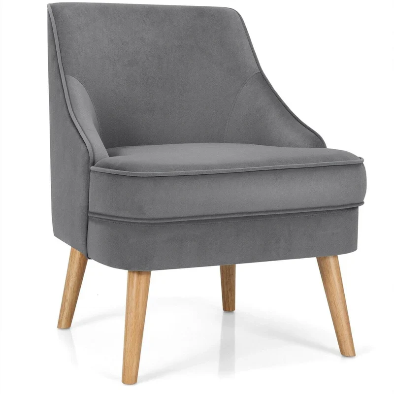 Velvet Accent Chair with Rubber Wood Legs 27