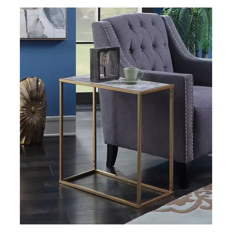 Gold Coast Faux Marble Chairside Table: Victorian Elegance, Breezy Design - Breighton Home