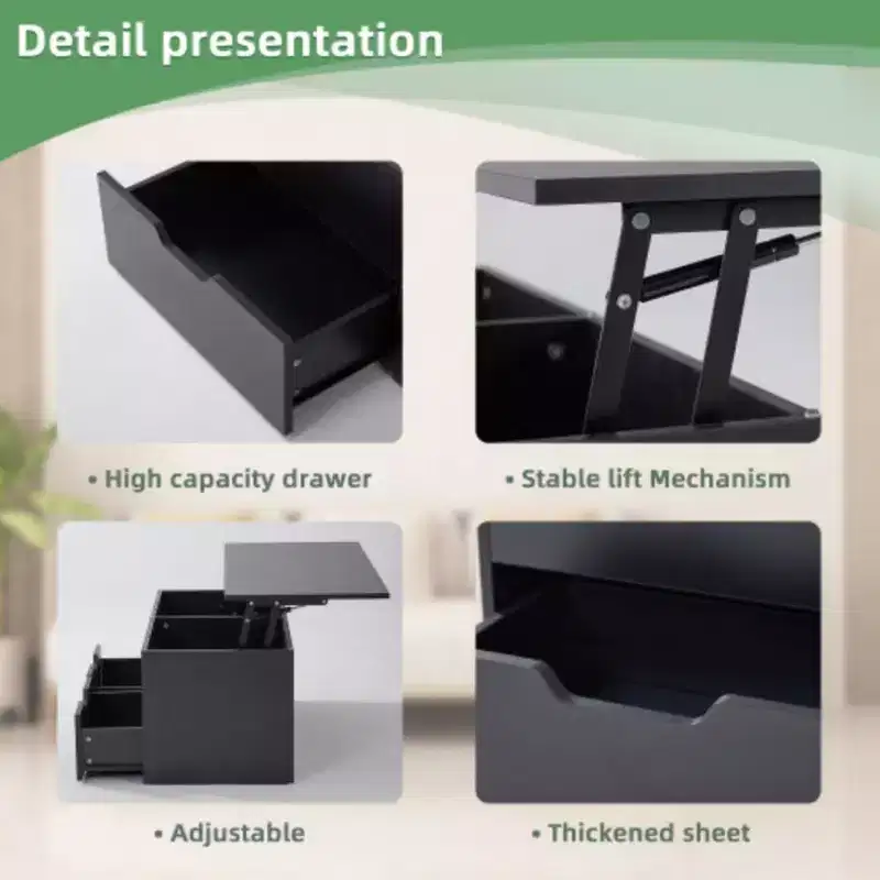 Lift Top Coffee Table with Hidden Compartment, 2 Drawers, and 3 Tiers  Center Table for Living Room, Home Office, or Reception Room