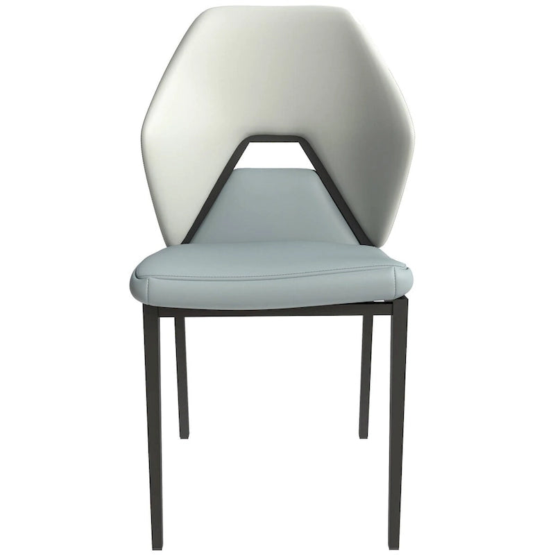 Leather Dining Chair in Black Iron Modern Upholstered Accent Kitchen Side Chair