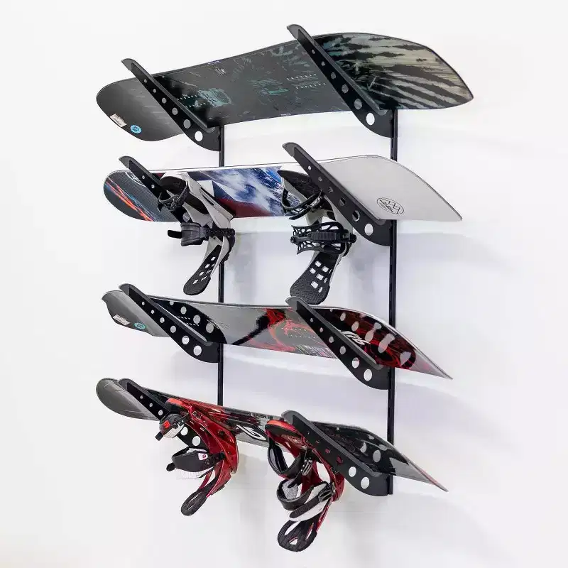 Adjustable Snowboard Wall Storage Rack, 4 Levels, Powder Coated Steel, Holds 100 lbs