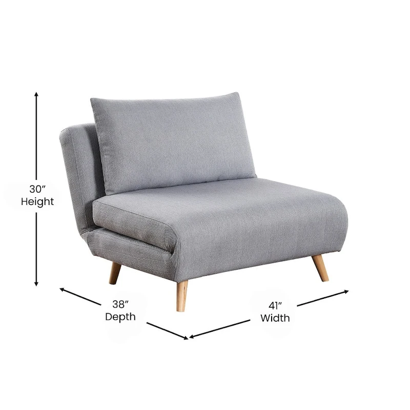 Foldable Sleep Chair with Hideaway Legs and Backrest Pillow - 75.5D x 41W x 30H