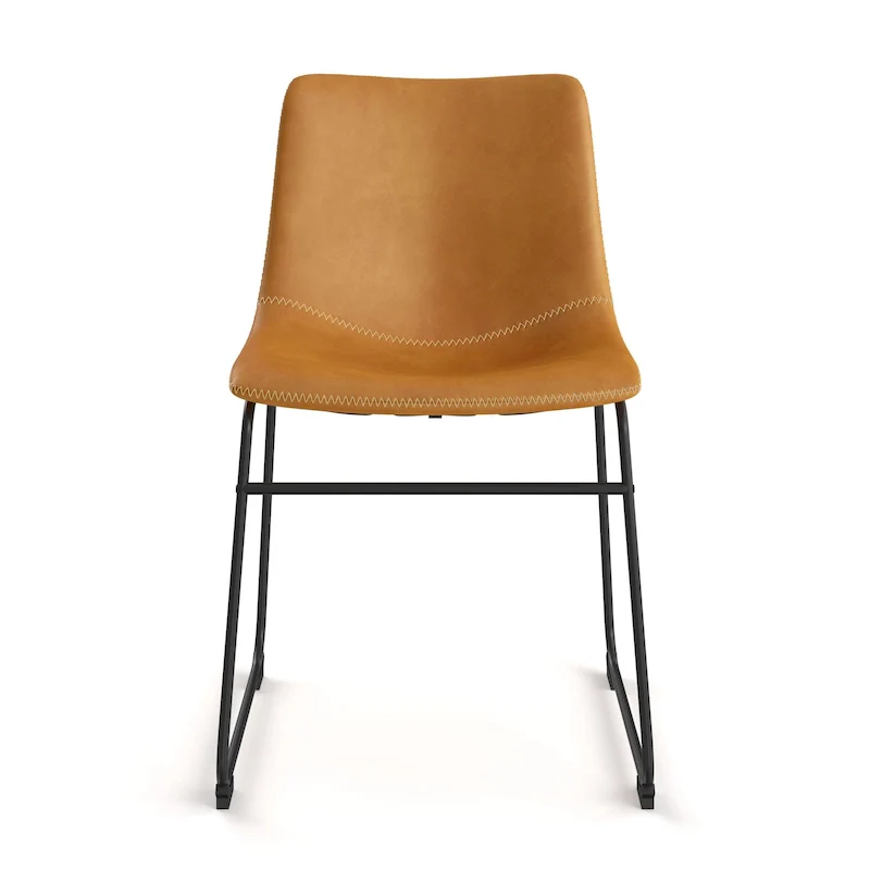 Petra Vegan Leather Side Chairs with Black Legs (2 Pcs)