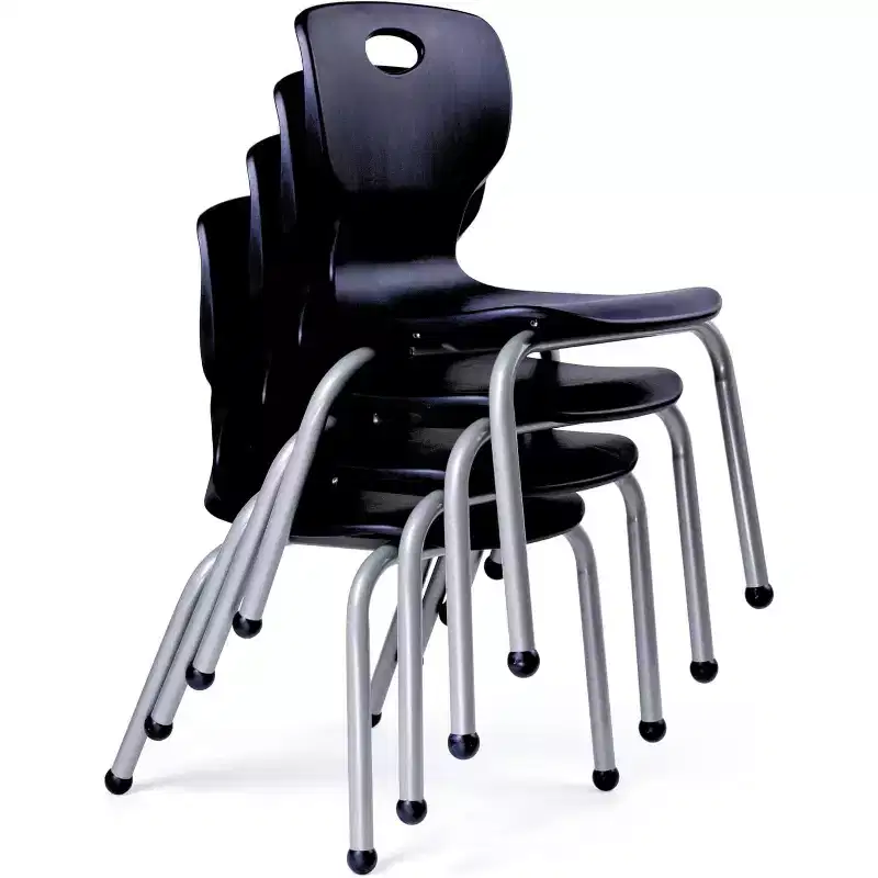 School Student Stack Chair - Luxurious and Comfortable Seat with Robust Riveted Frame - for Classrooms in Home Learning or Office - Packk of 4 Chairs