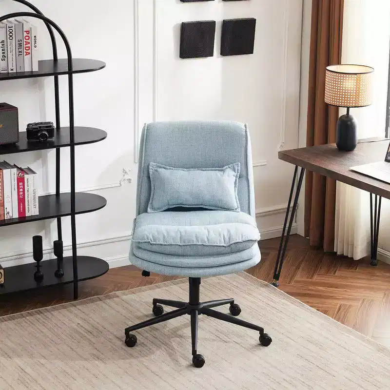 Upholstered Armless Swivel Task Office Chair, Adjustable Height