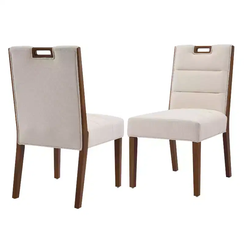 Sungjin Modern Rubberwood Upholstered Armless Dining Chairs (Set of 2)