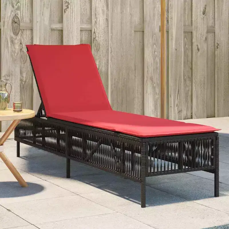 vidaXL Patio Sun Lounger PE rattan Large Multi-Position Backrest