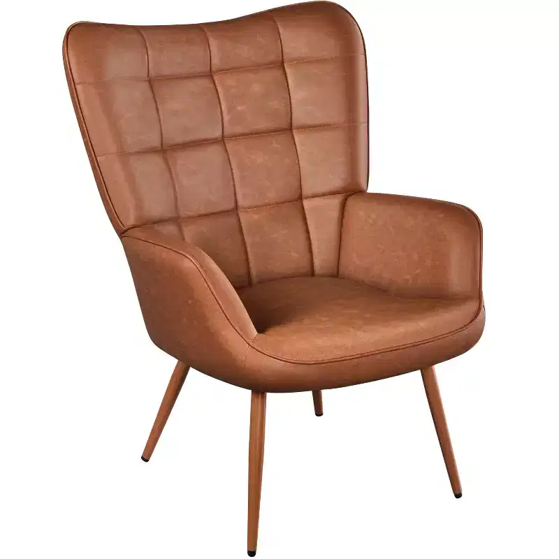 Yaheetech Leather Wingback Accent Chair Armchair for Living Room
