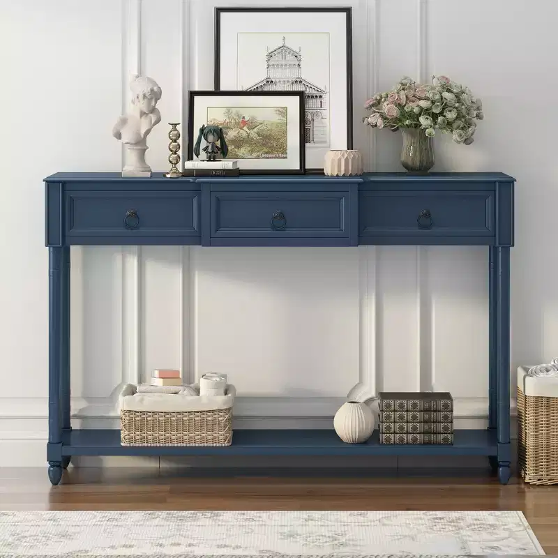 52 Solid Wood Entryway Console Table with Drawers and Shelf