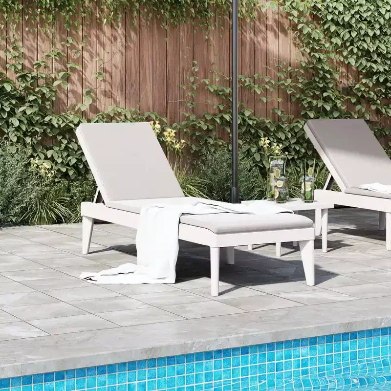 vidaXL Sun Lounger White Polypropylene Medium Multi-Position Backrest