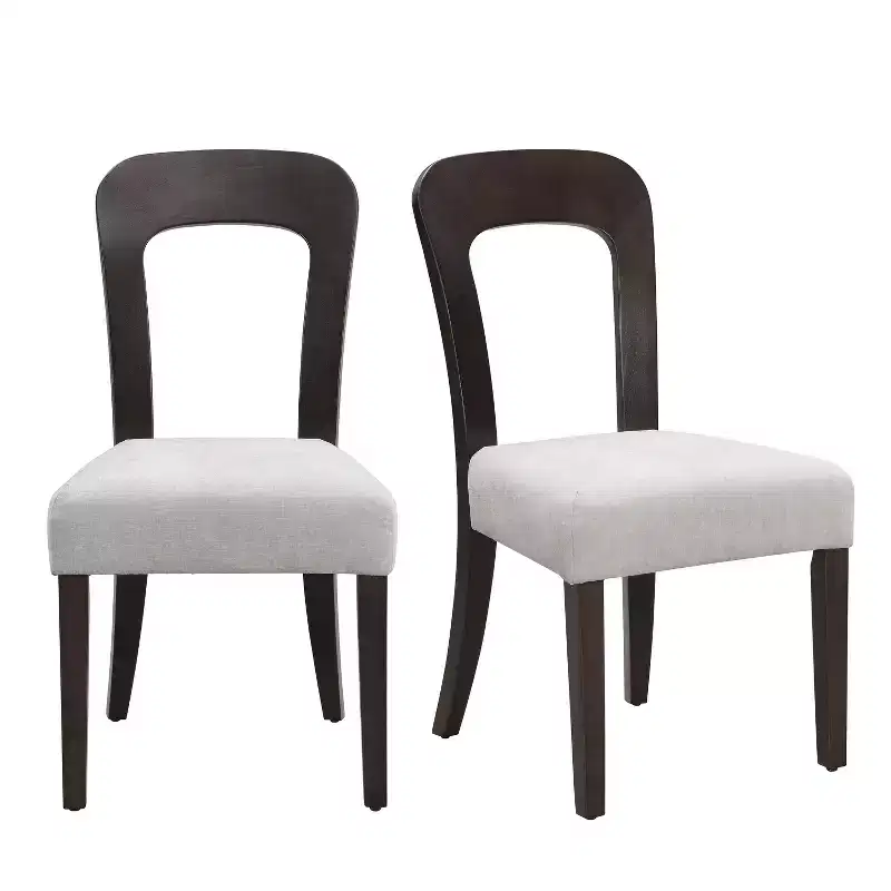 Set of 2 Wooden Dining Chairs, Modern Armless Side Chairs with Hollow Backrest, Padded Seat and 330 LBS Capacity for Living Room Kitchen