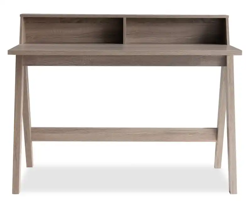 47.25 Computer Office Desk with 2 Cubbyholes- Taupe