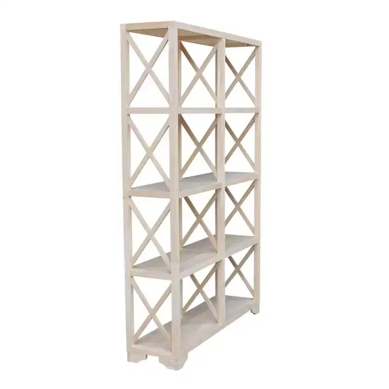 71.9" 8 Shelf Room Divider Unfinished - International Concepts: Farmhouse Style Bookcase, Hardwood Frame