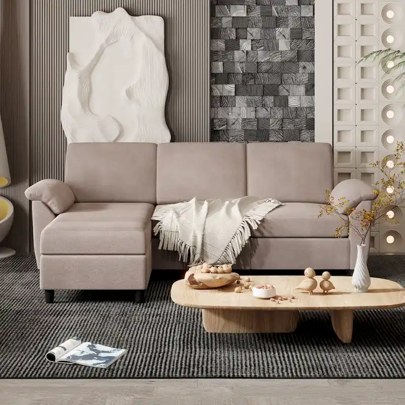 Futzca 79 Convertible Sectional Sofa Couch, 3 Seat L Shaped