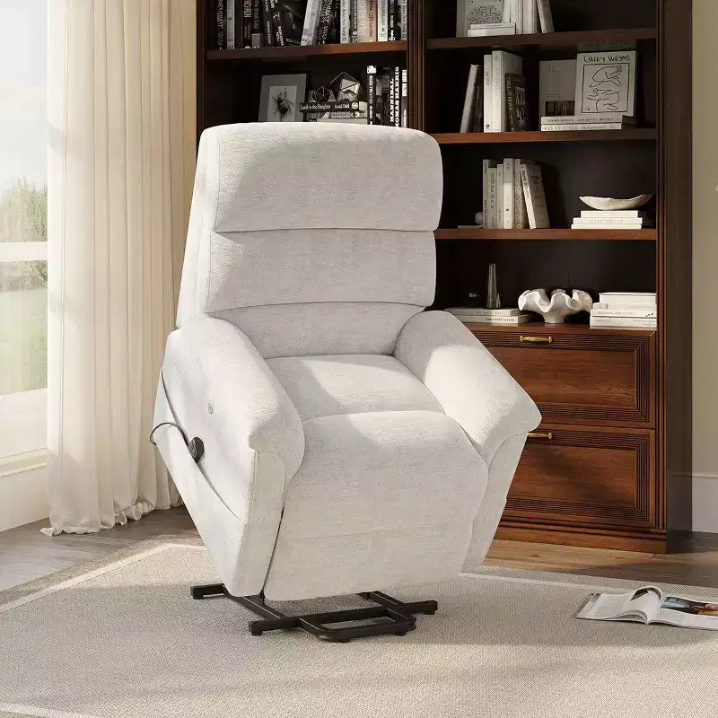 Electric Recliner Chair with Massage, Dual Zone Heating & Lift Assist, Adjustable Backrest, Velvet Fabric for Living Room, Study