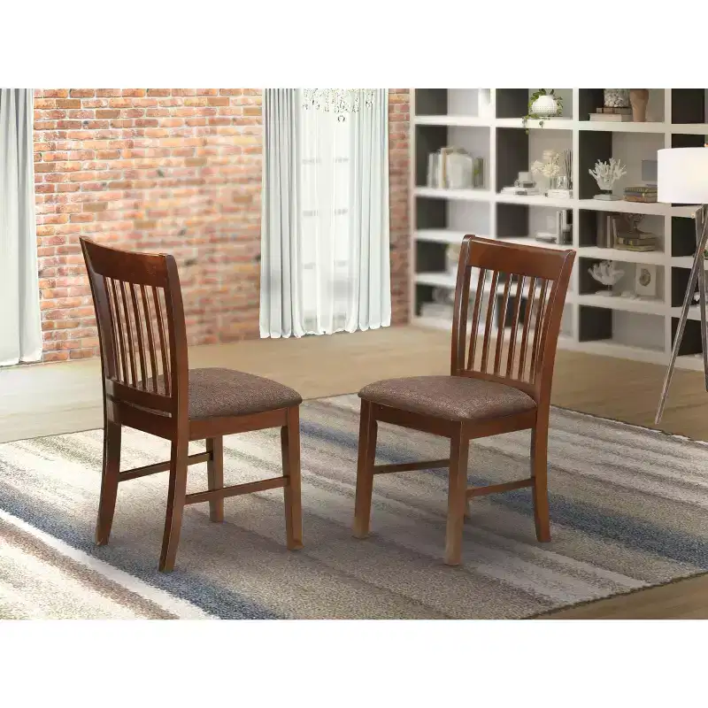 Upholstered Linen Dining Chair, Set of 2, Asian Rubberwood Frame
