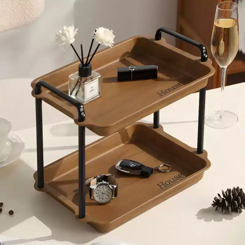 2-Tier / 3-Tier Stainless Steel & Wood Serving Rack with Handles