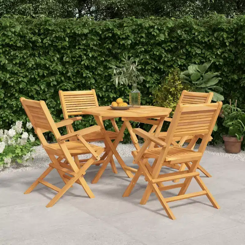 vidaXL Garden Dining Set Teak Solid Teak Wood Small Foldable