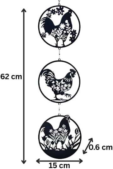 Metal Cockerel Garden Hanging Ornament for Outdoor Decor