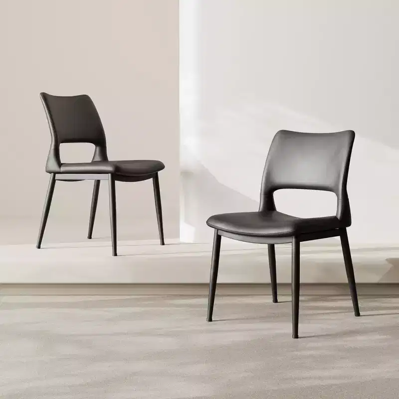 Black Faux Leather Dining Chairs, Modern Style, Set of 2
