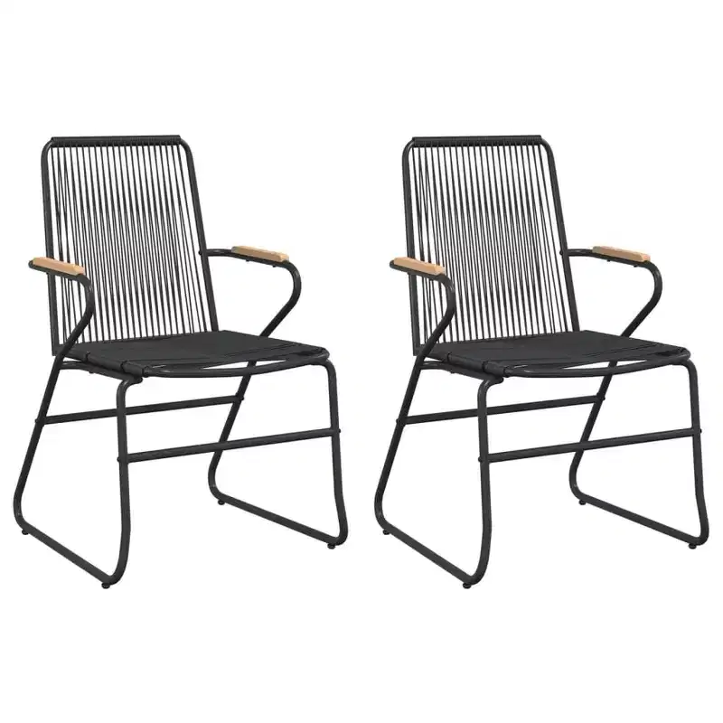 vidaXL Patio Chairs 2 pcs Black 22.8x23.2x33.7 PVC Rattan