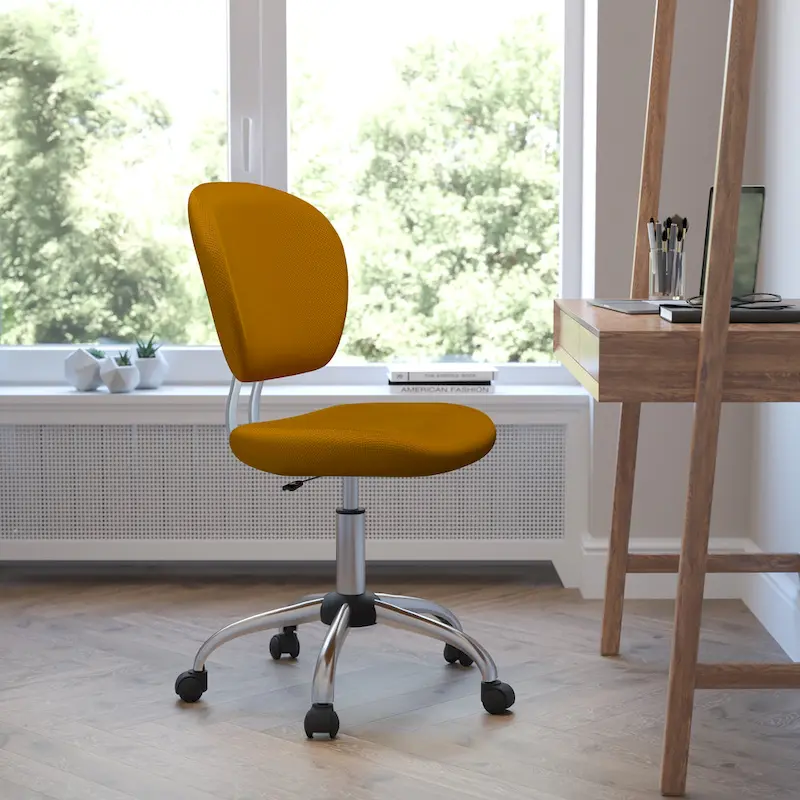 Mid-back Mesh Padded Swivel Task Office Chair with Chrome Base