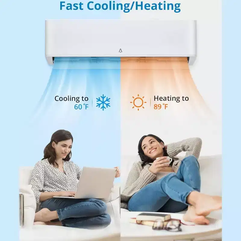 24,000 BTU 23 SEER2 Mini Split AC/Heat Pump - WiFi Smart, Wall Mounted, White, Cools/Heats 1500 Sq.Ft, Includes 16ft Copper Line Kit