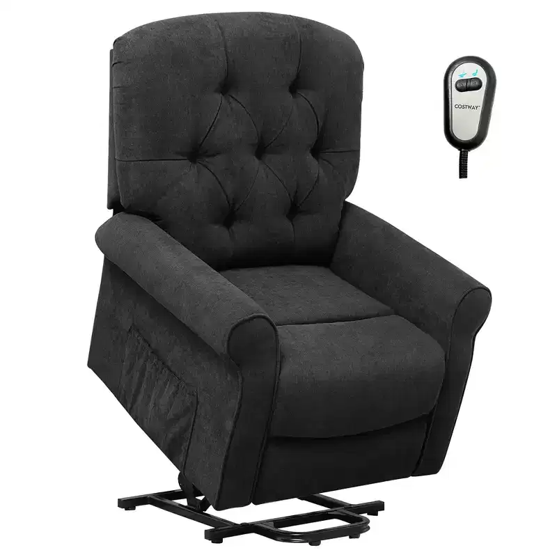Power Lift Recliner Chair Sofa for Elderly w/ Side Pocket & Remote Control Black\Brown